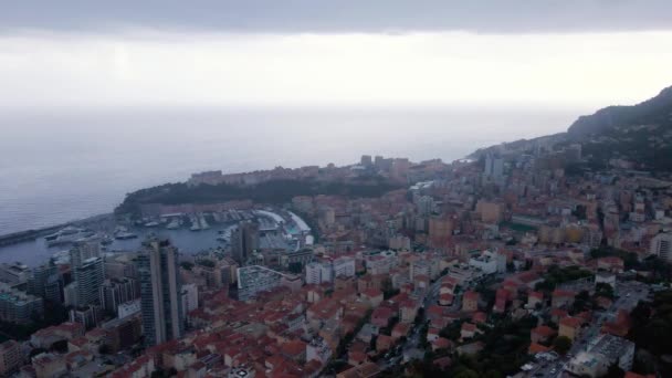 Luftaufnahme Über Der Stadt Monaco Monte Carlo Aufnahmen Von Einer — Stockvideo
