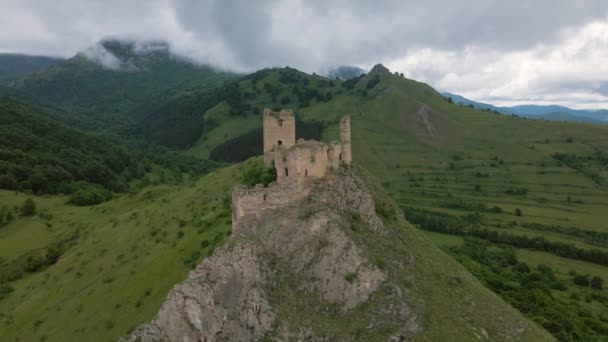 Nagranie Lotnicze Ruin Średniowiecznego Cytadeli Trascau Rumunii Nagranie Zostało Nakręcone — Wideo stockowe