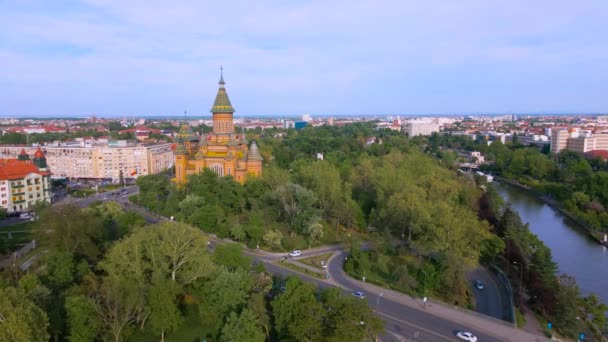 Vista Aérea Hermosa Ciudad Timisoara Rumania Filmación Fue Filmada Desde — Vídeos de Stock
