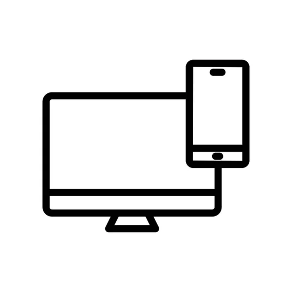 Монітор Ілюстрації Піктограм Лінії Мобільним Телефоном Ілюстрація Піктограм Пов Язана — стоковий вектор