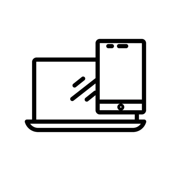 Ілюстрація Значка Лінії Ноутбука Мобільним Телефоном Ілюстрація Піктограм Пов Язана — стоковий вектор