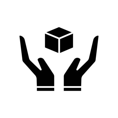 Kutulu el sembolü çizimi. Simge sapı bakımı için uygun. Paketleme ile ilgili simge. Basit vektör tasarımı düzenlenebilir. Piksel 32 x 32 'de mükemmel