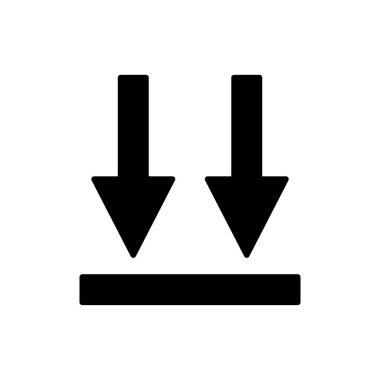 Aşağı ok sembolü çizimi. Aşağıdaki paket simgesi için uygun. Paketleme ile ilgili simge. Basit vektör tasarımı düzenlenebilir. Piksel 32 x 32 'de mükemmel