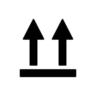 Yukarı ok sembolü çizimi. Bu taraf için uygun ambalaj simgesi. Paketleme ile ilgili simge. Basit vektör tasarımı düzenlenebilir. Piksel 32 x 32 'de mükemmel