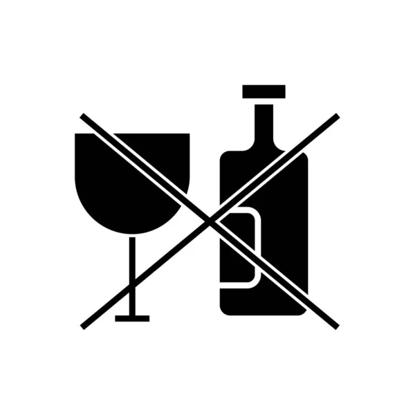 Cam Çapraz Tabelalı Şişe Sembolü Çizimi Alkolsüz Ikon Için Uygun — Stok Vektör