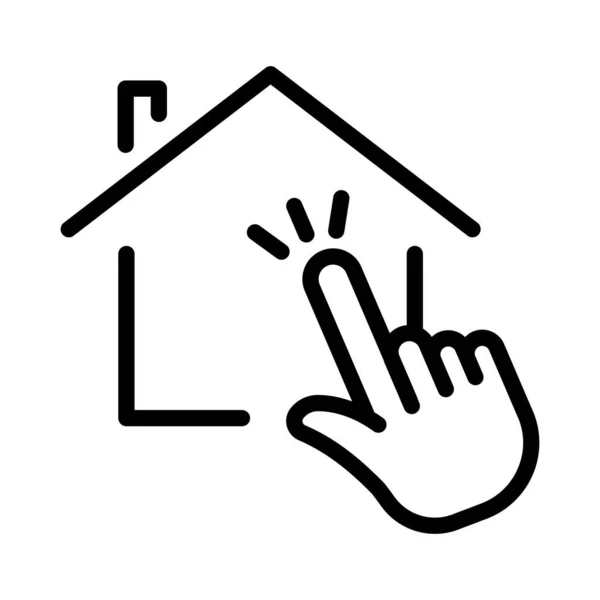 Illustration Des Häuserzeilensymbols Mit Berührung Hand Passend Für Haus Ikone — Stockvektor