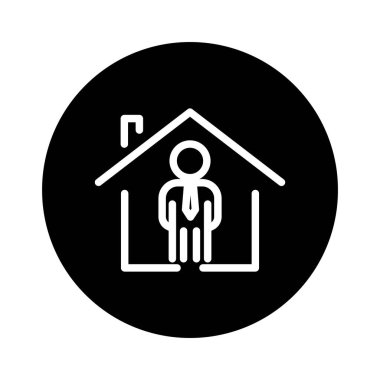 İnsanlarla birlikte ev sembolü çizimi. Özel ev ikonu için uygun. Gayrimenkulle ilgili bir ikon. Basit vektör tasarımı düzenlenebilir. Piksel 32 x 32 'de mükemmel