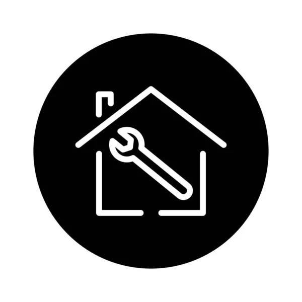 Haus Glyphen Ikone Illustration Mit Schraubenschlüssel Geeignet Für Heimwerker Ikone — Stockvektor