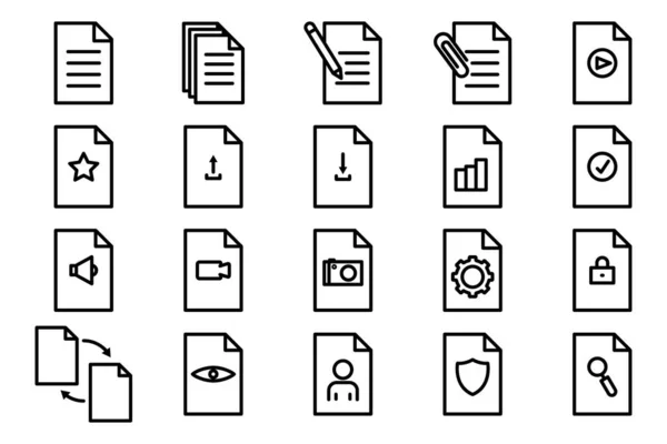 Illustration Des Set Symbols Zusammenhang Mit Dem Dokument Linien Icon — Stockvektor