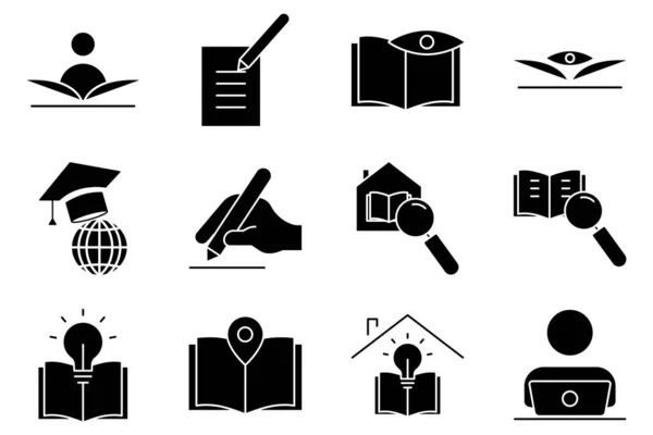 Иллюстрация Иконок Связанных Библиотекой Образованием Стиль Иконки Знака Простой Векторный — стоковый вектор