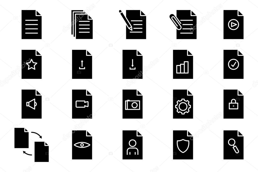 Illustration of set icon related to document. glyph icon style. Simple vector design editable. Pixel perfect at 32 x 32