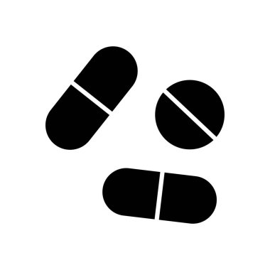 Tablet hapları ikon çizimi. Kabartma simge stili. Sağlık ve sağlık hizmetleriyle ilgili bir ikon. Basit vektör tasarımı düzenlenebilir