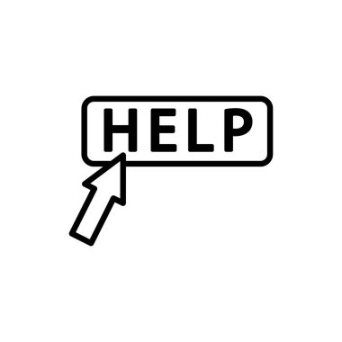 Yardım ile imleç simgesi illüstrasyonu. çizgi simgesi tarzı. Uygulamalar, web siteleri, mobil uygulamalar için uygun. Tıklama ile ilgili simge. Basit vektör tasarımı düzenlenebilir