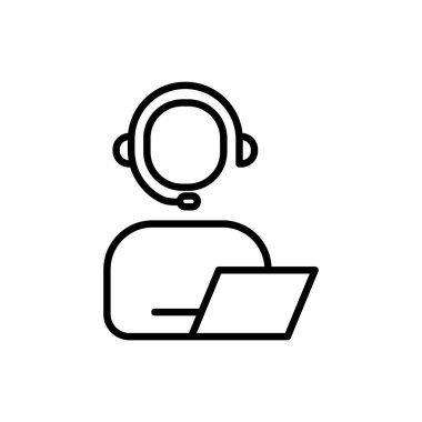 Kulaklıkla ikon çizimi. çizgi simgesi tarzı. Uygulamalar, web siteleri, mobil uygulamalar için uygun. Bizimle bağlantı kuran simge. Basit vektör tasarımı düzenlenebilir