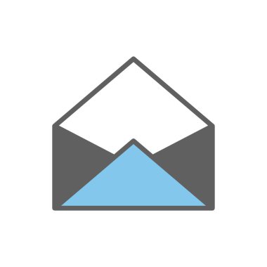 Renkli açık zarf simgesi illüstrasyonu. İki ton ikonu tarzı. Uygulamalar, web siteleri, mobil uygulamalar için uygun. İletiye bağlı simge. Basit vektör tasarımı düzenlenebilir