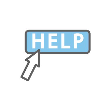 Yardım ile renkli imleç simgesi illüstrasyonu. İki ton ikonu tarzı. Uygulamalar, web siteleri, mobil uygulamalar için uygun. Tıklama ile ilgili simge. Basit vektör tasarımı düzenlenebilir