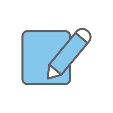 Renkli kalem simgesi çizimi. İki ton ikonu tarzı. Uygulamalar, web siteleri, mobil uygulamalar için uygun. Yazma ile ilgili simge. Basit vektör tasarımı düzenlenebilir