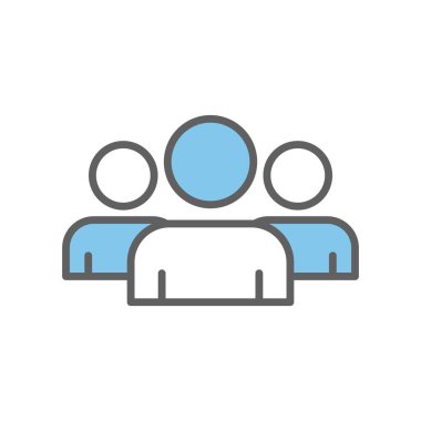 Renkli insan ikonu illüstrasyonu. İki ton ikonu tarzı. Uygulamalar, web siteleri, mobil uygulamalar için uygun. Grupla ilgili simge. Basit vektör tasarımı düzenlenebilir