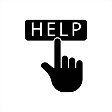 Yardım ile el dokunun ikon illüstrasyonu. Kabartma simge stili. Uygulamalar, web siteleri, mobil uygulamalar için uygun. Yardım tıklamasıyla ilgili simge. Basit vektör tasarımı düzenlenebilir