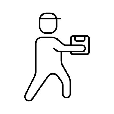 Emir taşıyan bir kişinin canlandırma simgesi. Hızlı nakliye ikonu için uygun. Lojistikle ilgili ikon, teslimat. Satır simgesi tarzı. Basit vektör tasarımı düzenlenebilir