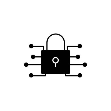 Asma kilit ikonu illüstrasyonu. Siber güvenlik ikonu için uygun. Geliştiriciyle ilgili simge. Glyph ikon tarzı. Uygulamalar, web siteleri, mobil uygulamalar için uygun. Basit vektör tasarımı düzenlenebilir