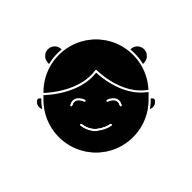 Çin ve Japonya 'nın ikon resimli şirin kız resmi. Ay Yeni Yılı ile ilgili bir ikon. Geleneksel Asyalı. Kabartma simge stili. Basit vektör tasarımı düzenlenebilir