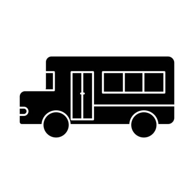 Okul servisi ikonu illüstrasyonu. Ulaşım simgesi için uygun. Eğitimle ilgili bir ikon. Kabartma simge stili. Basit vektör tasarımı düzenlenebilir