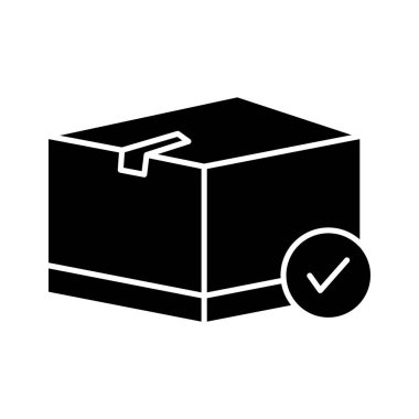 Kargo kutusu resmedilmiş ve listelenmiş. Sipariş teslim simgesi için uygun. Lojistikle ilgili ikon, teslimat. Kabartma simge stili. Basit vektör tasarımı düzenlenebilir