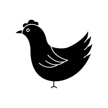 Tavuk ikonu çizimi. Çiftlik hayvanlarıyla ilgili bir ikon. Kabartma simge stili. Basit vektör tasarımı düzenlenebilir