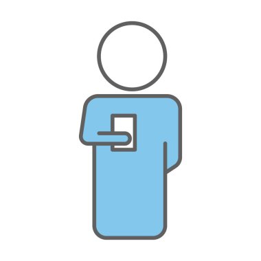 Kitap taşıyan bir öğrencinin ikon çizimi. Eğitimle ilgili bir ikon. İki ton ikonu tarzı. Basit vektör tasarımı düzenlenebilir