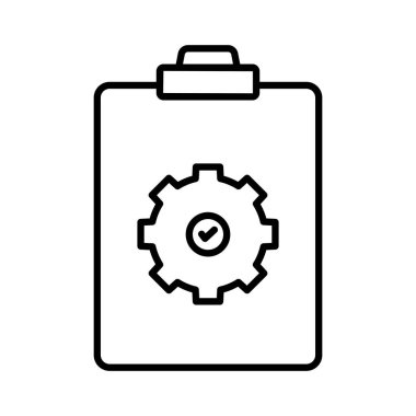 Teçhizatlı kontrol listesi resimlemesi. Proje yönetimiyle ilgili simge. çizgi simgesi tarzı. Basit vektör tasarımı düzenlenebilir