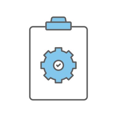 Checklist icon illustration with gear. icon related to project management. Flat line icon style. Simple vector design editable