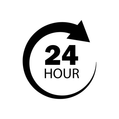 Arrow icon illustration with 24 hour. suitable for 24 hour icon. Simple vector design editable