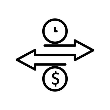 Arrow icon illustration with clock and dollar. time is money. icon related for business. line icon style. Simple vector design editable