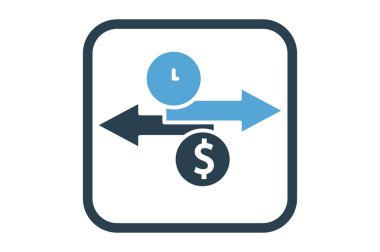 Arrow icon illustration with clock and dollar. time is money. icon related for business. solid icon style. Simple vector design editable