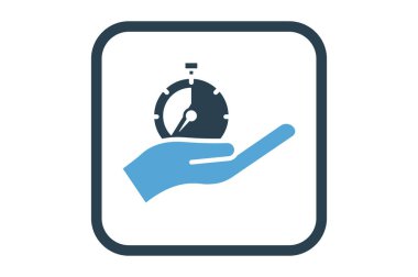 Hand icon illustration with stopwatch. suitable for safe time icon. solid icon style. Simple vector design editable