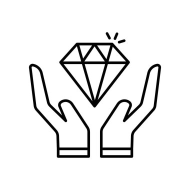 Luxury lifestyle icon illustration. hand icon with diamond. icon related to lifestyle. line icon style. Simple vector design editable
