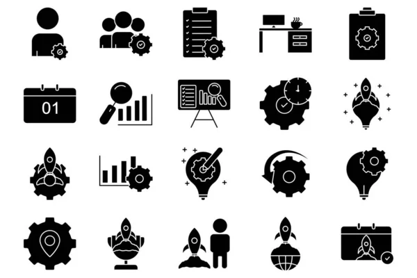 Project Management Illustration Icon Set Icon Related Business Project Management — Vetor de Stock