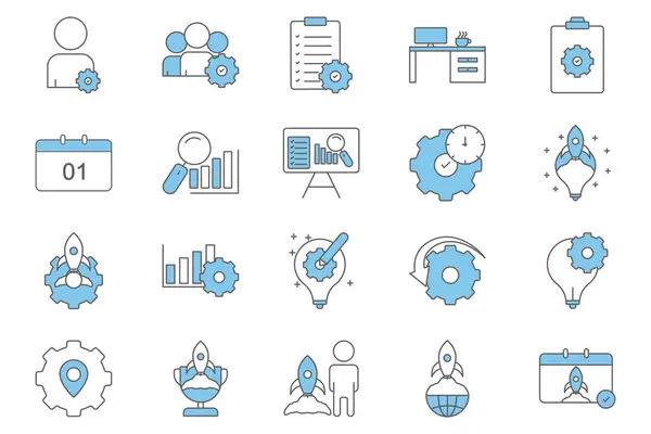 Project Management Illustration Icon Set Icon Related Business Project Management — Vetor de Stock
