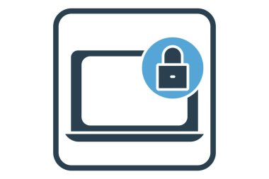 System lock icon illustration. Laptop icon with padlock. icon related to security. Solid icon style. Simple vector design editable