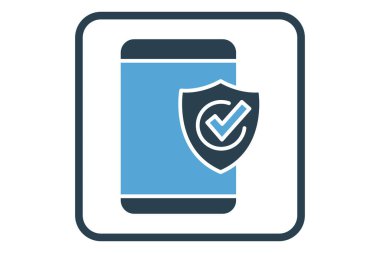 Secure system icon illustration. Mobile phone icon with padlock. icon related to security. Solid icon style. Simple vector design editable