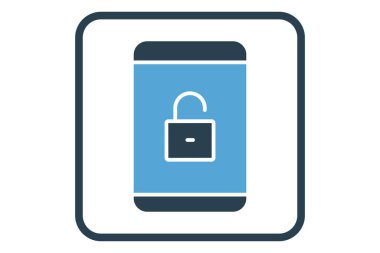 open system icon illustration. Mobile phone icon with padlock. icon related to security. Solid icon style. Simple vector design editable