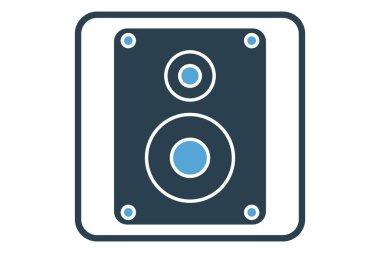 Ses kutusu ikonu illüstrasyonu. Multimedya ve müzikle ilgili bir simge. Katı simge stili. Basit vektör tasarımı düzenlenebilir