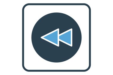 Rewind icon illustration. icon related to music player. Solid icon style. Simple vector design editable