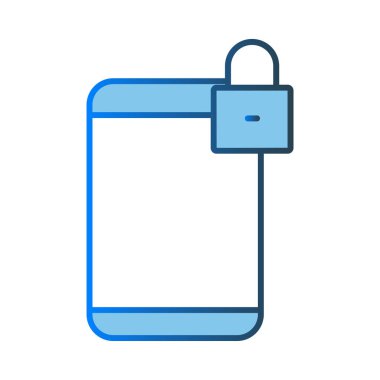 Secure system icon illustration. Mobile phone icon with padlock. icon related to Security. Lineal color icon style. Simple vector design editable