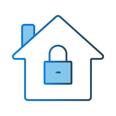 Home protection icon illustration. House icon with padlock. icon related to security. Lineal color icon style. Simple vector design editable