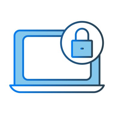 System lock icon illustration. Laptop icon with padlock. icon related to security. Lineal color icon style. Simple vector design editable