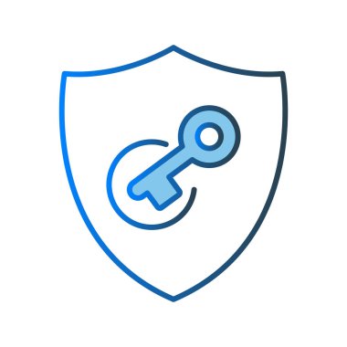 Security unlock icon illustration. shield icon with key. icon related to security. Lineal color icon style. Simple vector design editable
