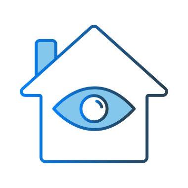 Home protection icon illustration. House icon with eye. icon related to security. Lineal color icon style. Simple vector design editable