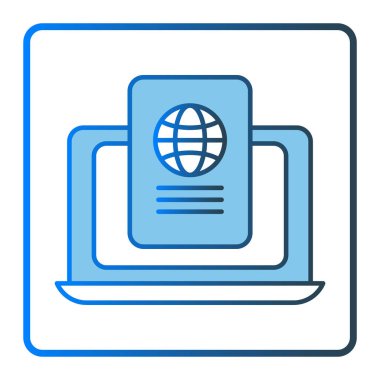 E passport icon illustration. icon related to tourism, travel. Lineal color icon style, two tone icon. Simple vector design editable